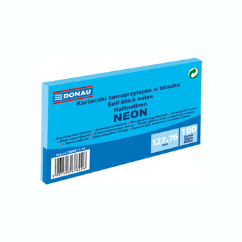 Karteczki samoprzylepne 127x76mm Donau neonowe niebieski neon