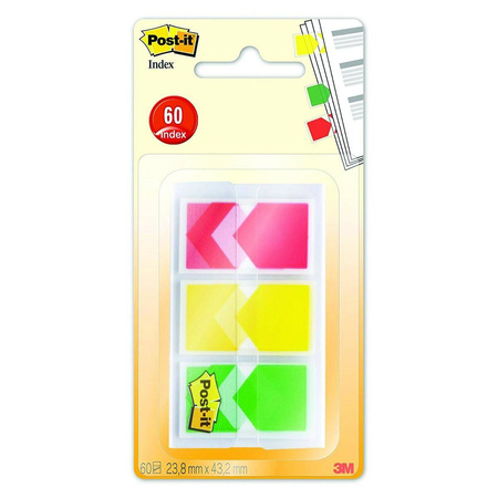 Zakładki indeksujące Post-it 3M strzałki 3 kolory po 20 kartek 24x43mm