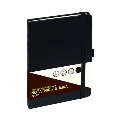 Notatnik A5 w linię 80k z gumką Grand czarny