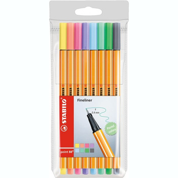 Cienkopis Stabilo Point 88 komplet 8 sztuk pastelowe