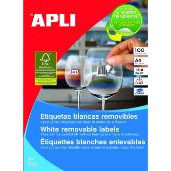 Etykiety usuwalne Apli zaokrąglone białe 17.8x10mm