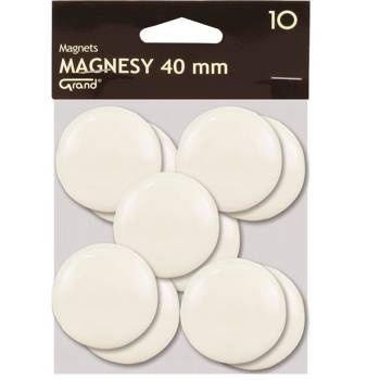 Magnesy Grand średnica 40mm 10 sztuk biały