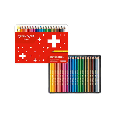 Kredki Caran d`Ache Swisscolor 30 kolorów metalowe opakowanie
