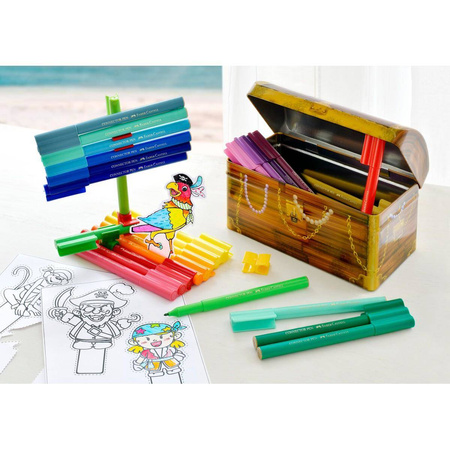 Flamastry Faber Castell Connector 33 sztuki Piracka skrzynia