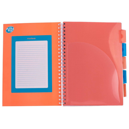 Kołozeszyt A4 w kratkę 200 stron Pukka Pad Project Book Neon pomarańczowy