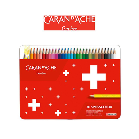 Kredki Caran d`Ache Swisscolor 30 kolorów metalowe opakowanie
