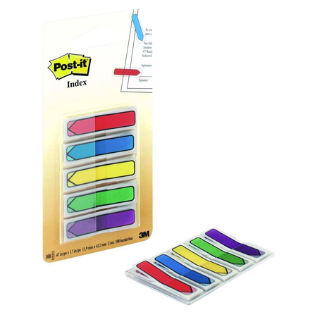 Zakładki indeksujące Post-it 3M strzałki 5 kolorów po 20 sztuk 12x43mm 684-ARR1