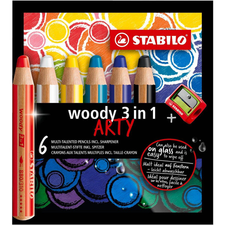 Kredki Stabilo Woody 3w1 + temperówka 6 kolorów