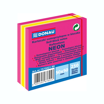 Karteczki samoprzylepne 50x50mm Donau różowy mix neonowo-pastelowe
