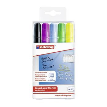 Marker do tablic szklanych Edding 01 5 kolorów