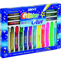 Klej z brokatem Amos GVA10P18 10,5ml 18 kolorów