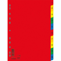 Przekładki do segregatora A4 numeryczne kolorowe 1-10 Donau