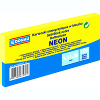 Karteczki samoprzylepne 38x51mm Donau neonowy żółty neonowy