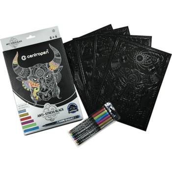 Zestaw kolorowanek antystresowych Centropen 4 arkusze+6 markerów