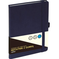 Notatnik A6 w kratkę 80k z gumką Grand granatowy