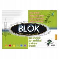 Blok techniczny kolorowy A4 170g 10 kartek Kreska