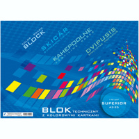 Blok techniczny kolorowy A3 170g 25 kartek Kreska