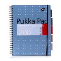 Kołozeszyt A4 w kratkę 200 stron Pukka Pad Executive Project Book Metallic niebieski