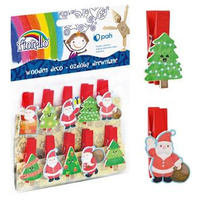 Ozdoby drewniane Fiorello GR-WD699 spinacz Mikołaj Choinka