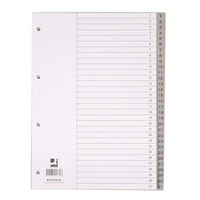 Przekładki do segregatora A4 numeryczne szare 1-31 Q-Connect