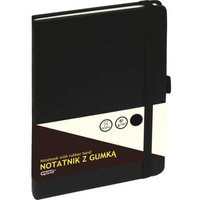 Notatnik A6 w kratkę 80k z gumką Grand czarny