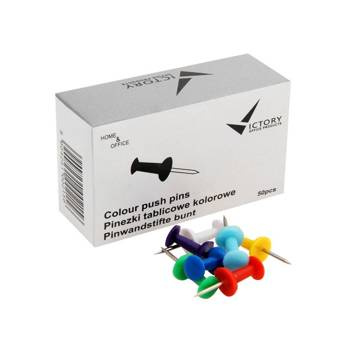 Pinezki tablicowe kolorowe Victory Office OPK 50 sztuk