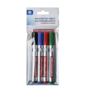Markery suchościeralne Memoboards 4 kolory końcówka okrągła