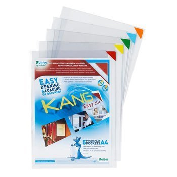 Kieszeń samoprzylepna Tarifold Kang Easy Click A4 z klipem magnetycznym czerwonym