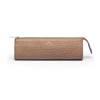 Piórnik skórzany na zamek Faber Castell złoty brązowy