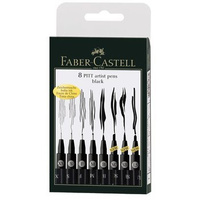 Zestaw pisaków Pitt Artist Pen Fineliner Faber Castell 8 sztuk+3 końcówki